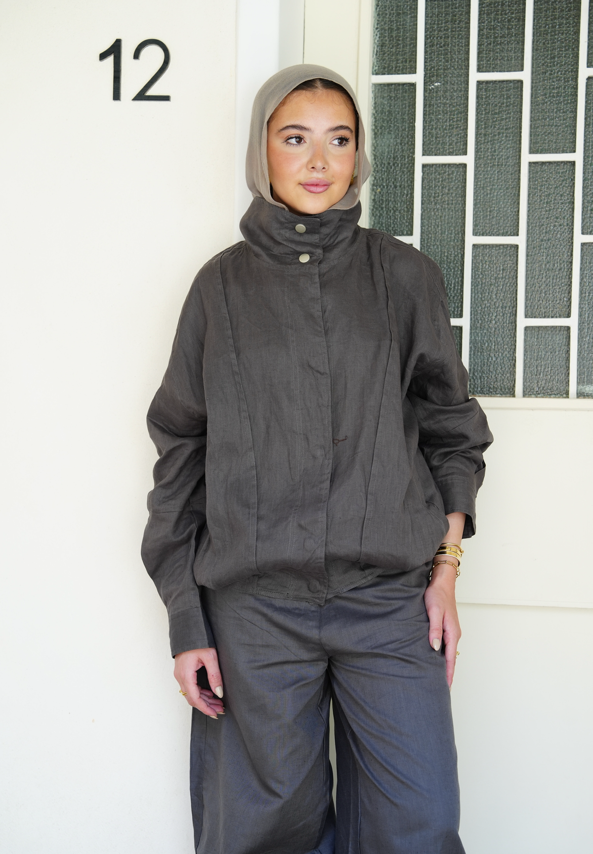 The volmont linen jacket in Gray