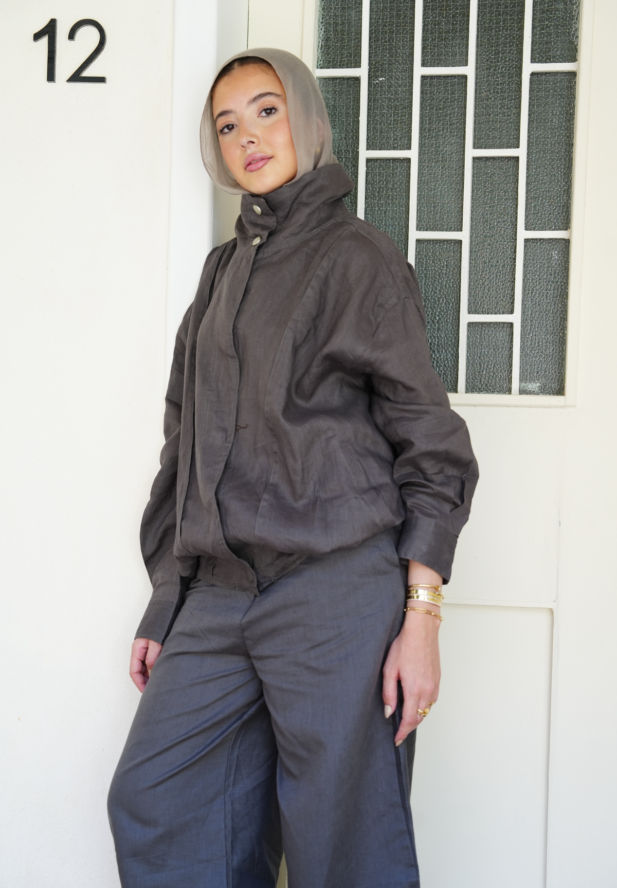 The volmont linen jacket in Gray