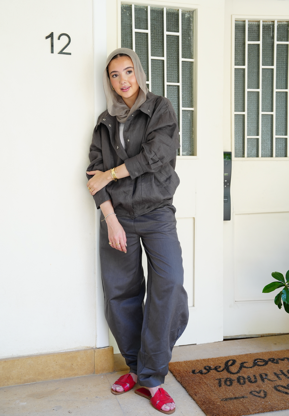 The volmont linen jacket in Gray