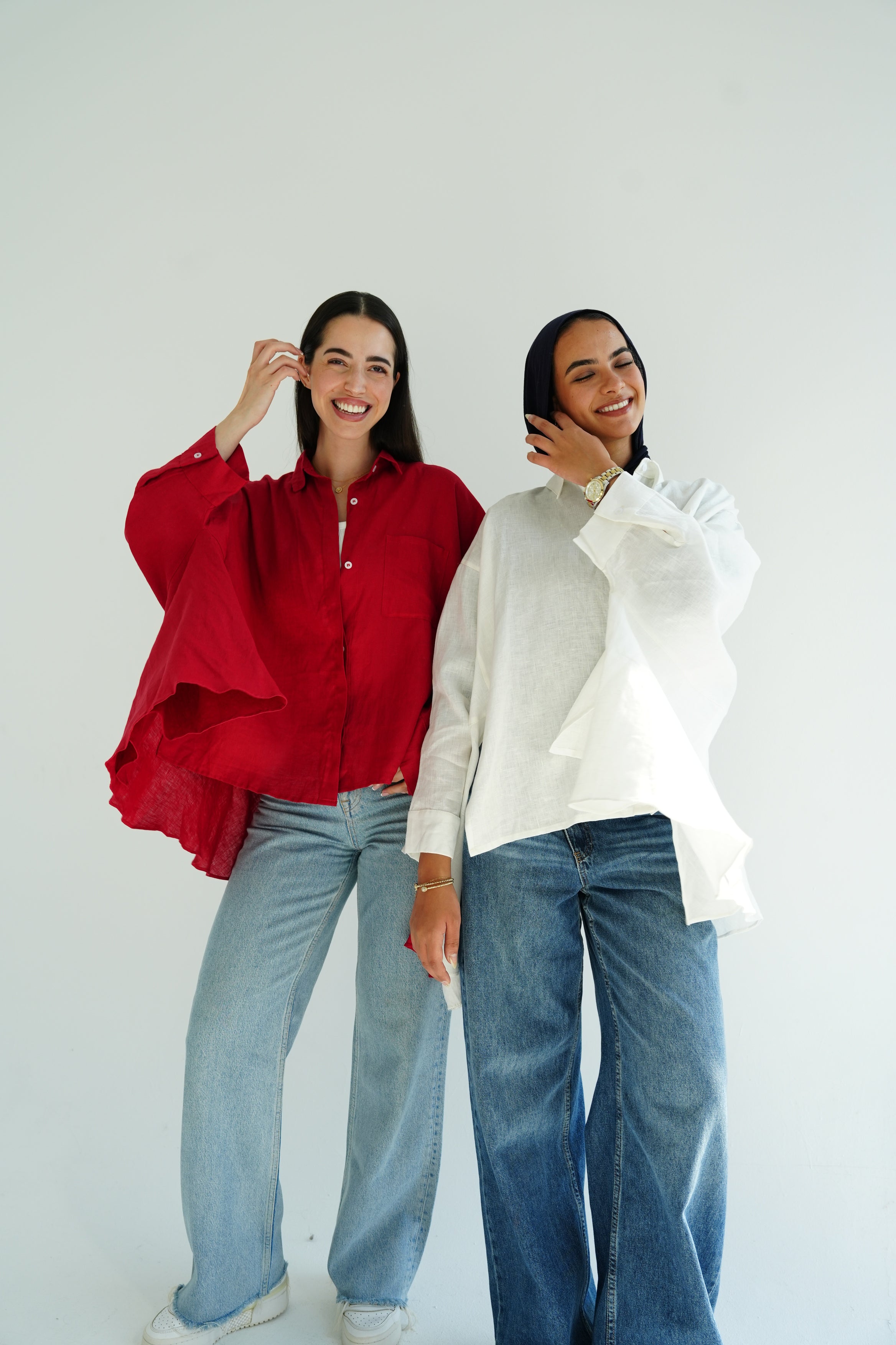 Flowy linen blouse- Red